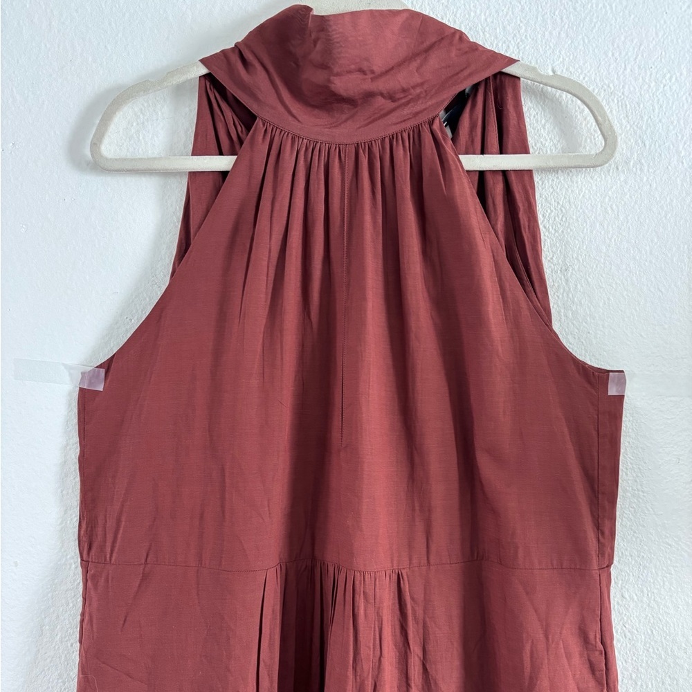 ME+EM Cotton Voile Halterneck Full-Length Dress - NWT - Cinnamon Size: 12 - Picture 5 of 15